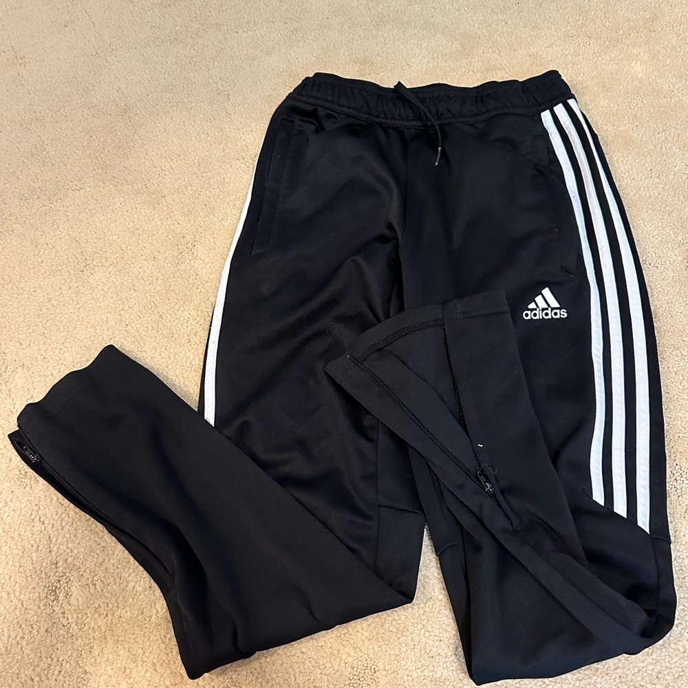 Adidas Black and White Sweatpants with Iconic Stripes
